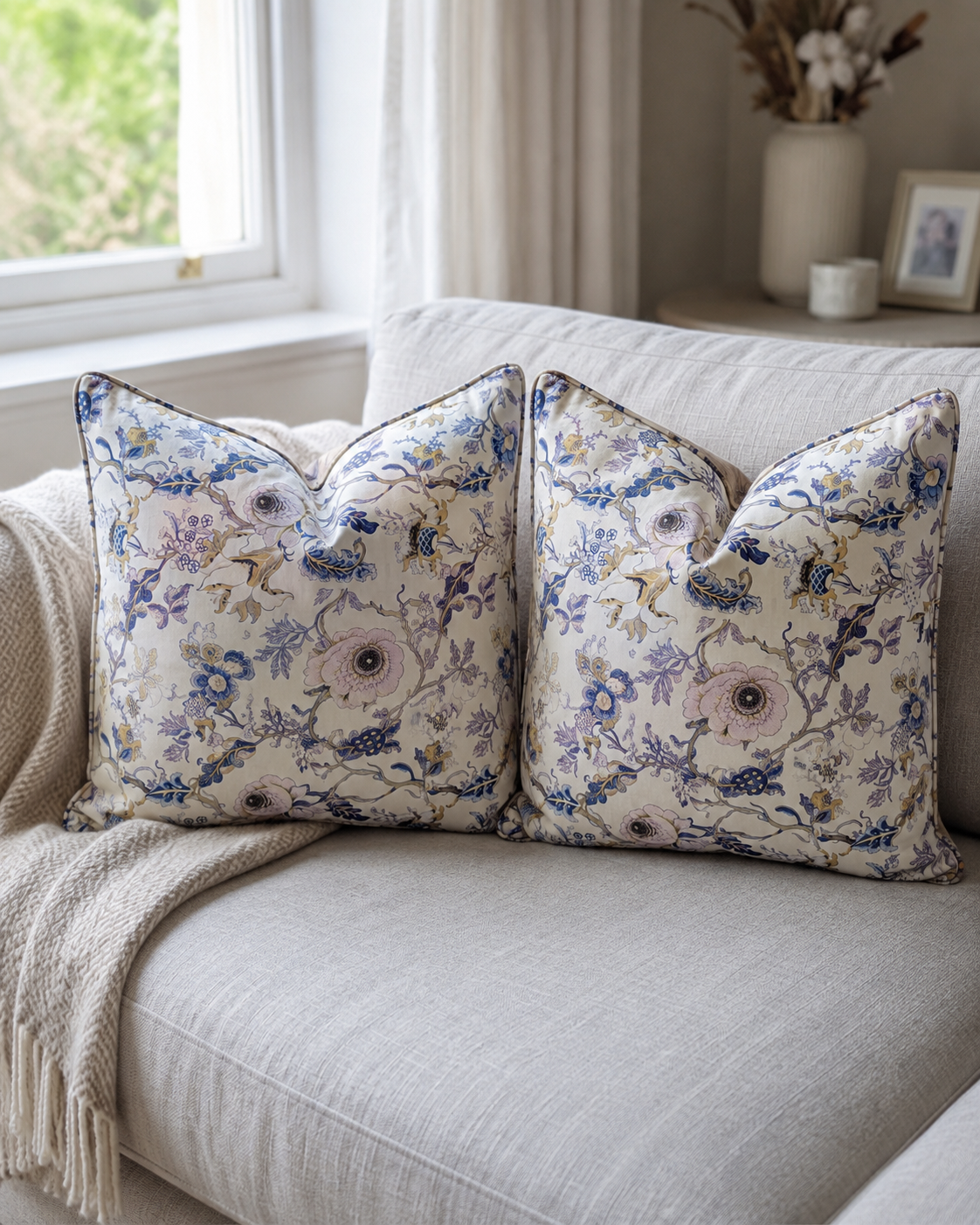 Blue Blossom Serenade (Pair of cushion covers)