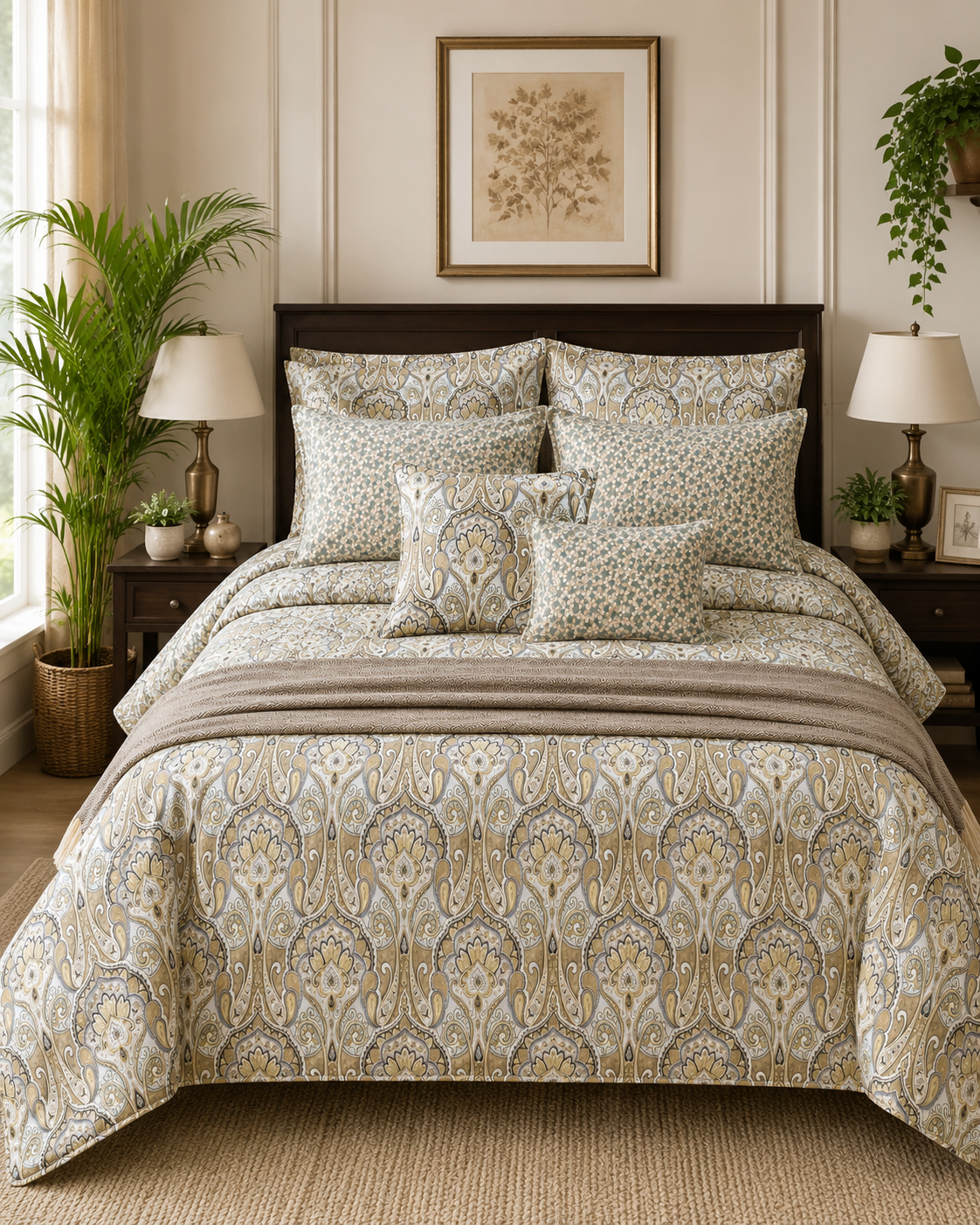 Golden Paisley Comforters and Sheets 