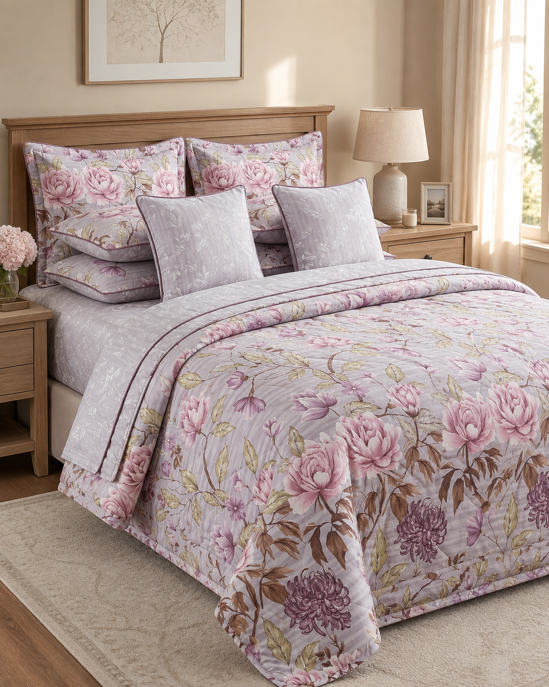 Mauve floral Bed set