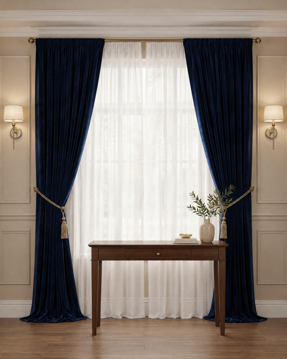 Navy Blue Velvet Curtains (pack of 2)