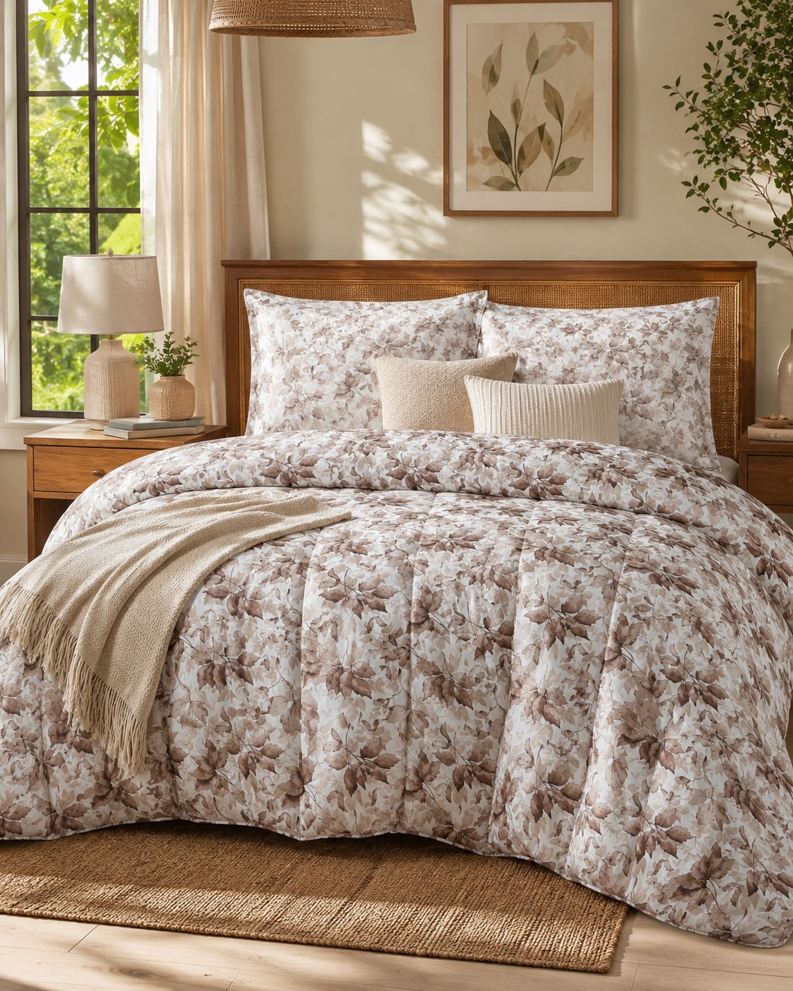 Mocha Leaf Elegant Bed Set 