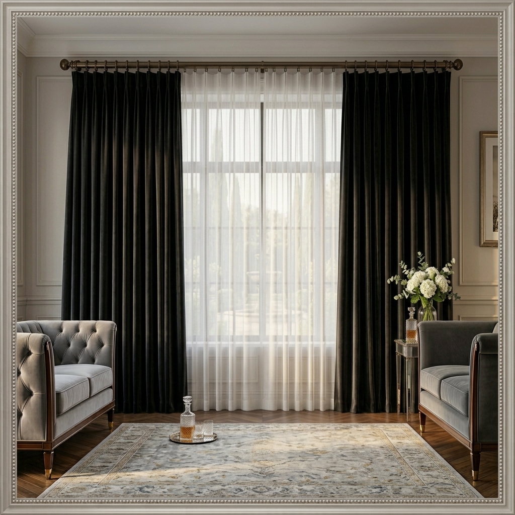Velvet Black Curtains (Pack of 2)