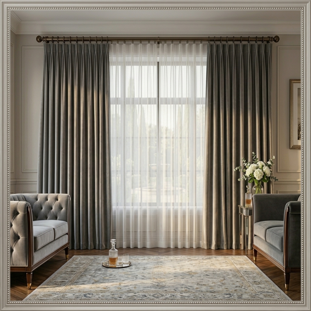Grey Velvet Curtains (Pack of 2)