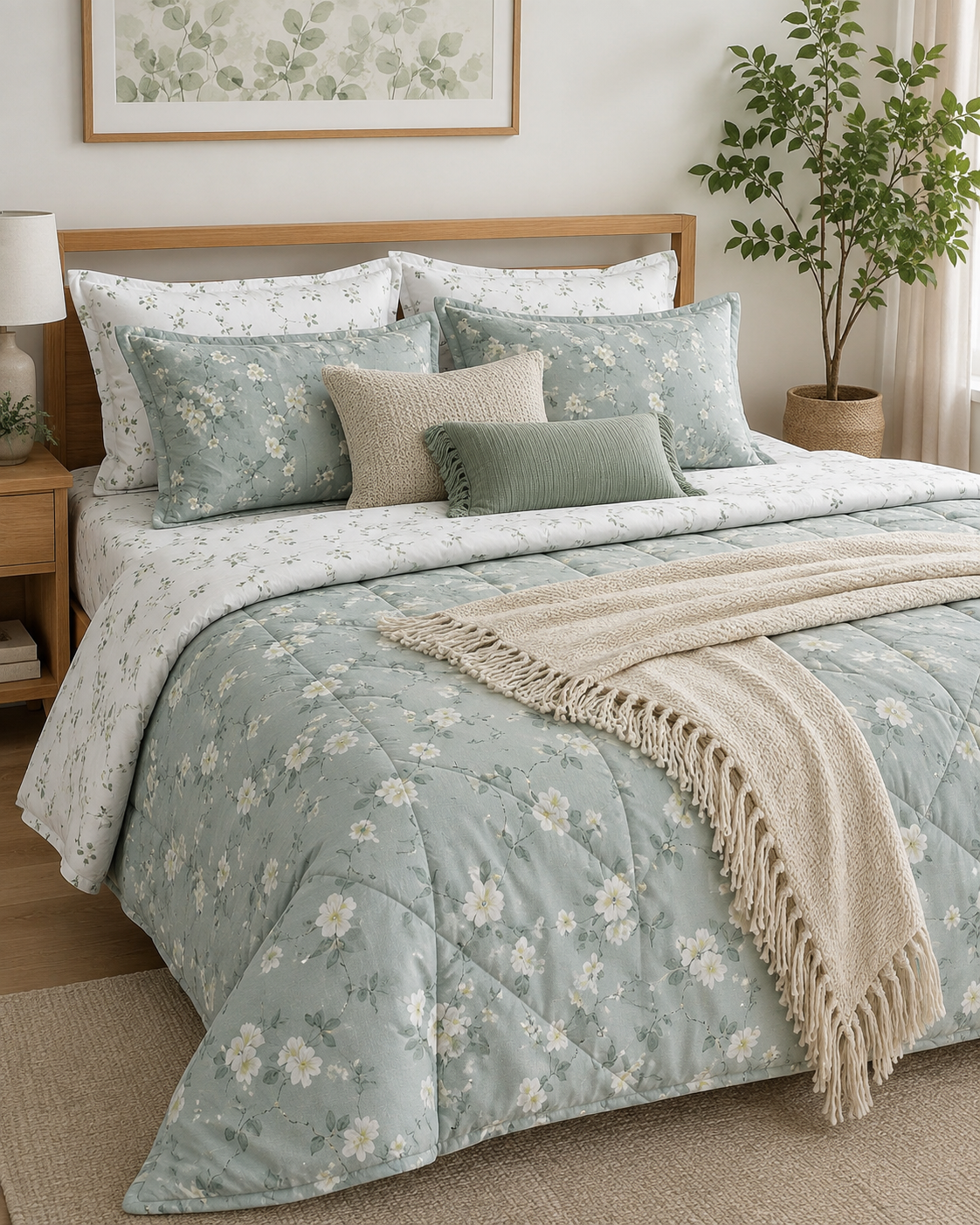 Grey Flower bunch sheets and sets