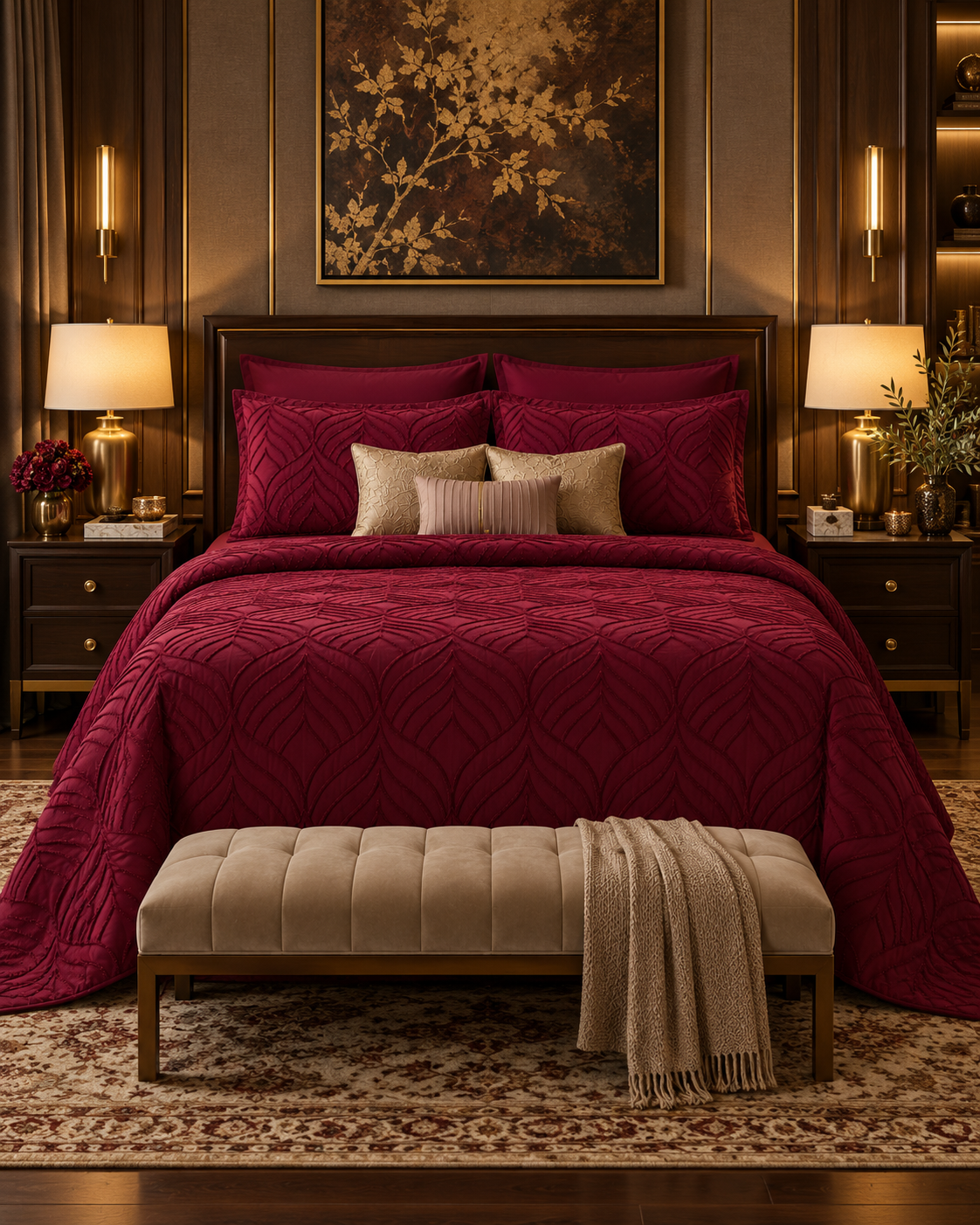 Maroon Dunes Bed Set 