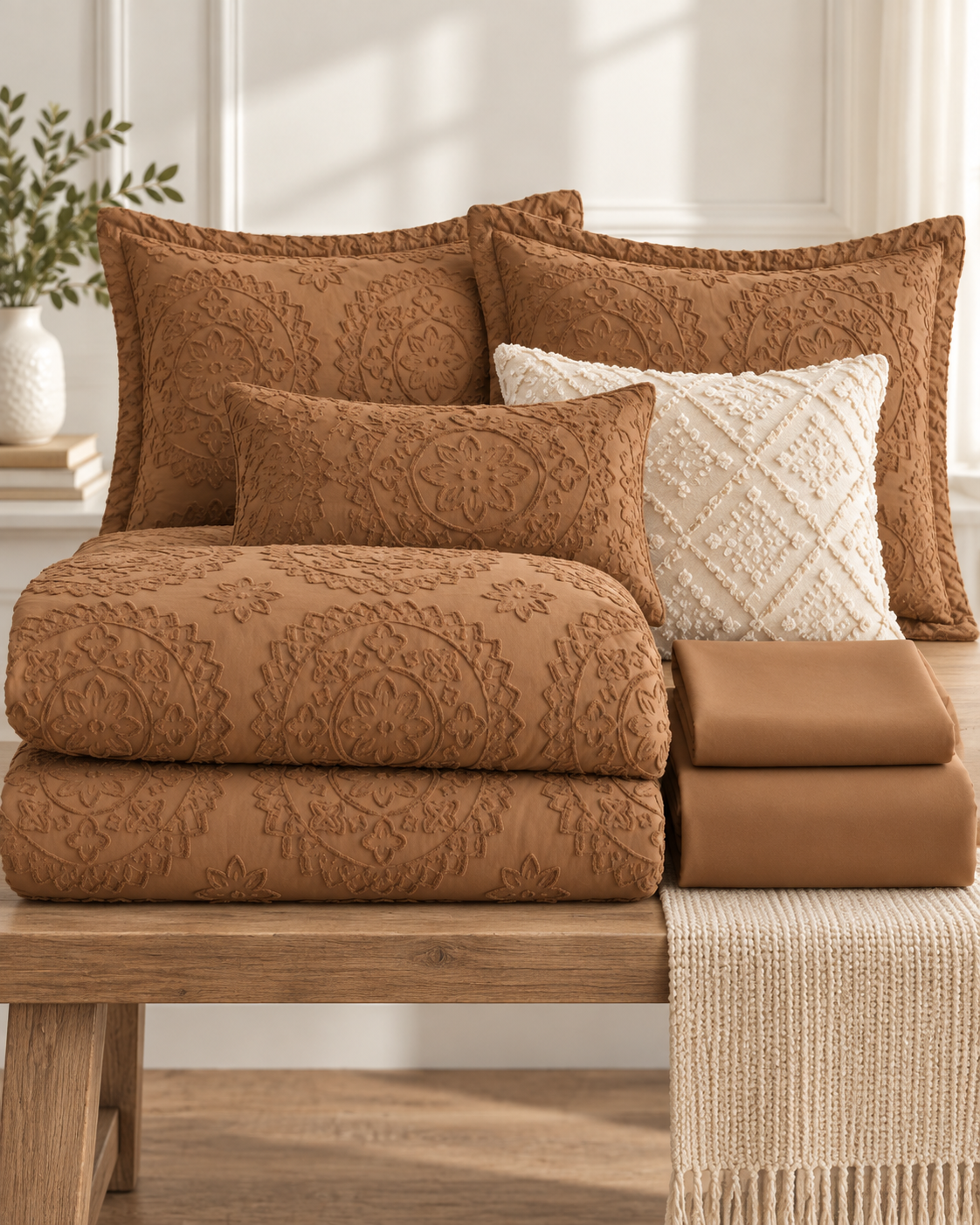 Tufted Caramel Bedset 