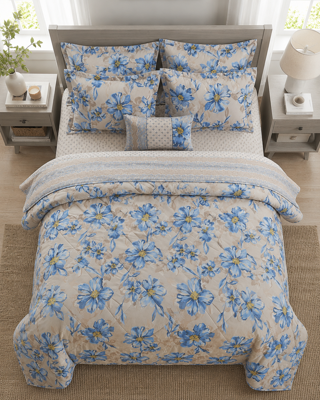 Blue Daisy Bed Set 