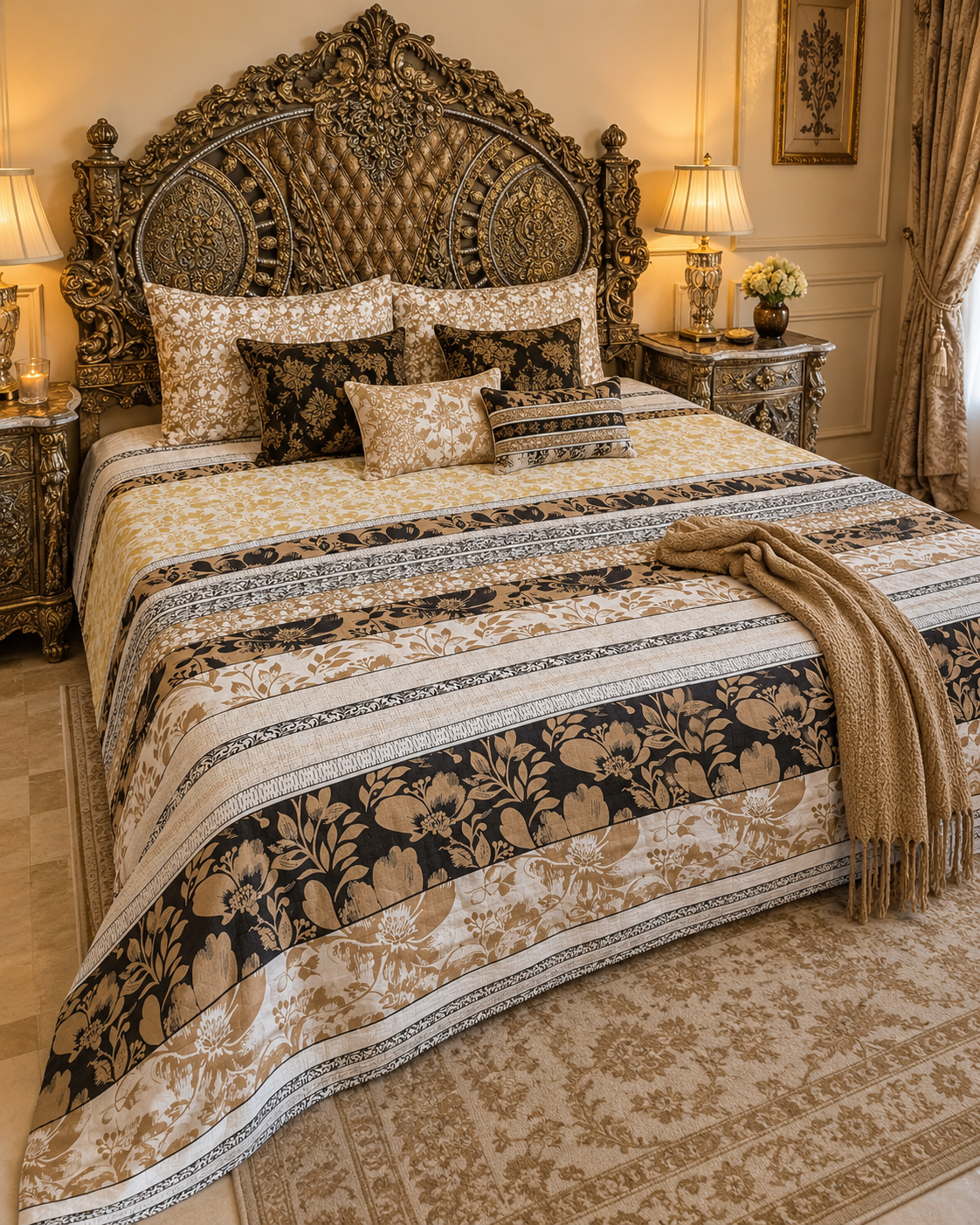 Amber Noir Stripes Bed Set 