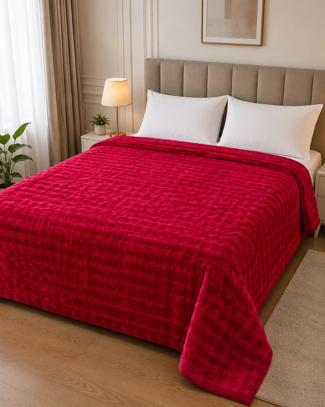 Fluffy Maroon Fleece Blanket 