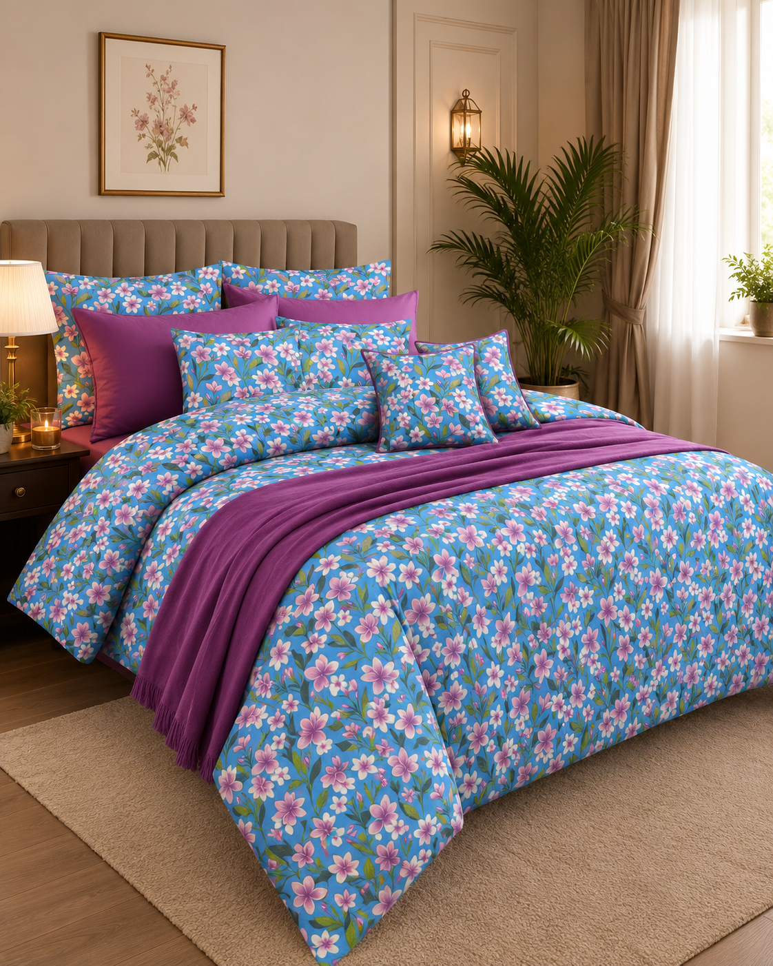 Aqua Plum Garden Comforter Set and sheets 
